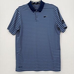 Nike Golf Men's Dri-FIT Striped Polo Shirt M Navy Blue 891239-492 Swoosh Logo